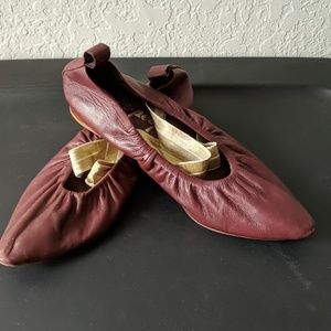 Free People maroon leather flat